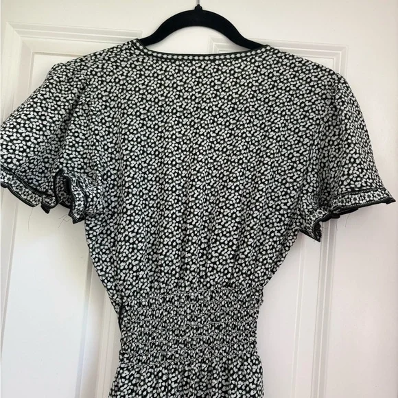 Max Studio Black and White Floral Wrap Maxi with Tie Waist - Picture 4 of 4